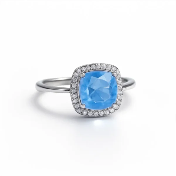 Azure Radiance Halo Ring