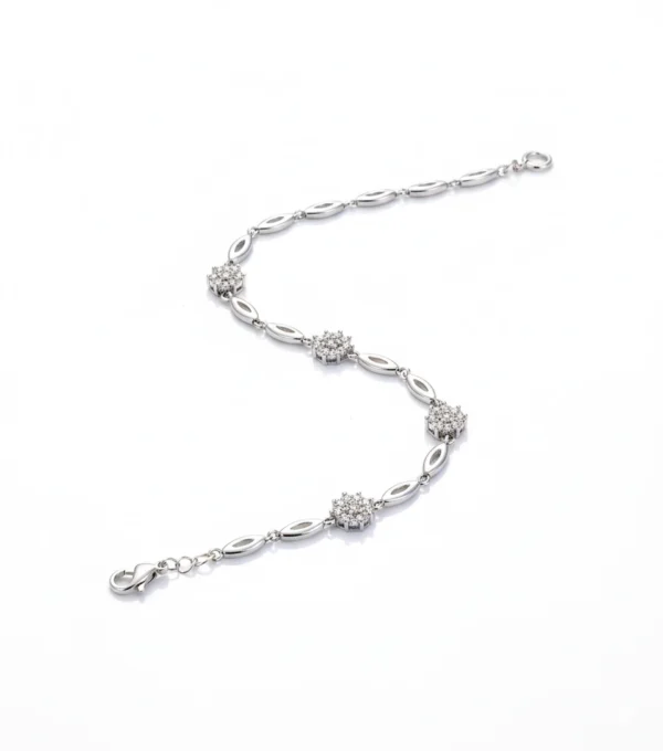 DAISY BLOOM CZ FLOWER CLUSTER STERLING BRACELET by Jwelfly