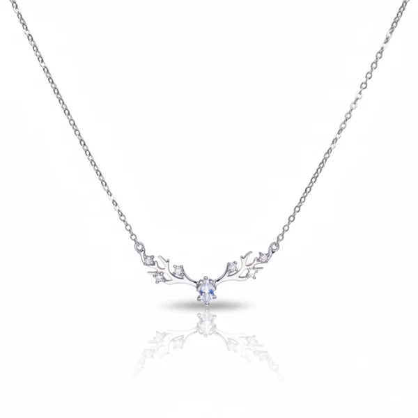 ENCHANTED ANTLER CUBIC ZIRCONIA STERLING NECKLACE by Jwelfly