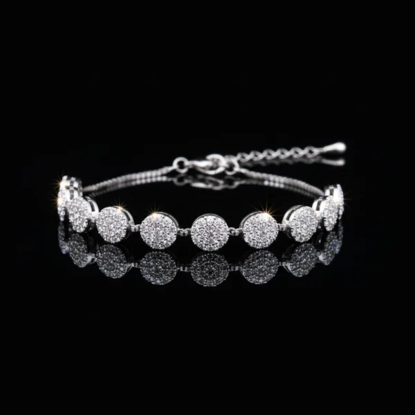 HALO CIRCLE PAVÉ CUBIC ZIRCONIA STERLING BRACELET - Image 2