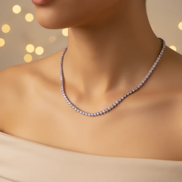 LAVENDER DREAM GRADUATED CZ TENNIS STERLING NECKLACE - Image 3