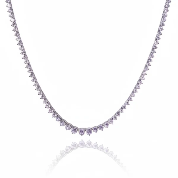 LAVENDER DREAM GRADUATED CZ TENNIS STERLING NECKLACE by Jwelfly