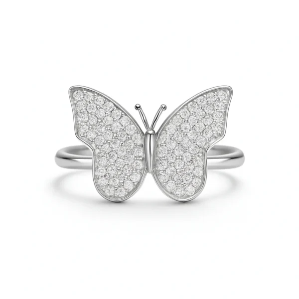 Pave Butterfly Sterling Ring