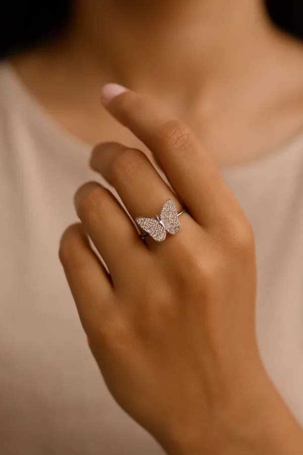 Pave Butterfly Sterling Ring - Image 3