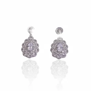 ROYAL HERITAGE PEAR HALO STERLING VINTAGE EARRINGS by Jwelfly