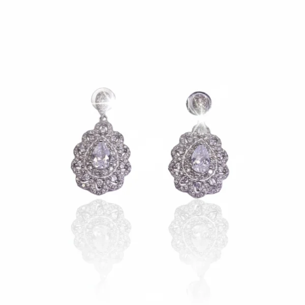 ROYAL HERITAGE PEAR HALO STERLING VINTAGE EARRINGS by Jwelfly
