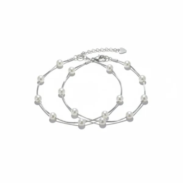 SEA BREEZE FRESHWATER PEARL STATION STERLING ANKLET by Jwelfly