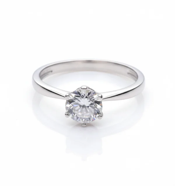 TIMELESS BRILLIANCE SIX-PRONG SOLITAIRE STERLING RING by Jwelfly