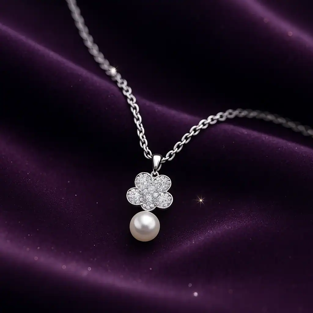 Clover Pearl Sterling Pendant 2 Clover Pearl Sterling Pendant - Image 2