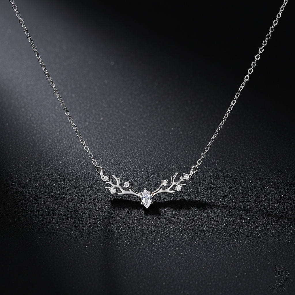 ENCHANTED ANTLER CUBIC ZIRCONIA STERLING NECKLACE - Image 2