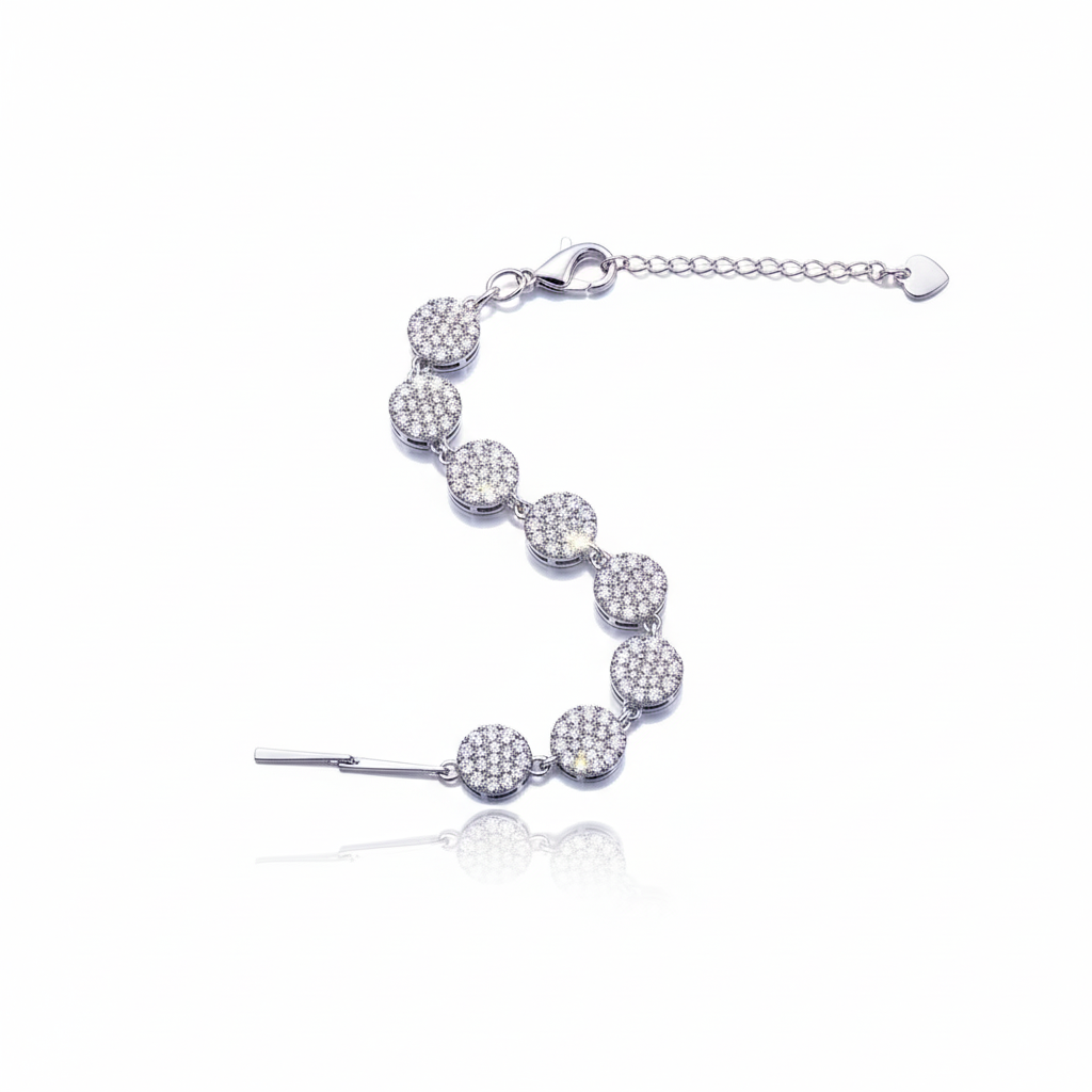 HALO CIRCLE PAVÉ CUBIC ZIRCONIA STERLING BRACELET by Jwelfly