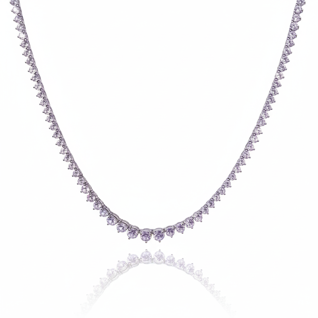 LAVENDER DREAM GRADUATED CZ TENNIS STERLING NECKLACE 1 LAVENDER DREAM GRADUATED CZ TENNIS STERLING NECKLACE by Jwelfly