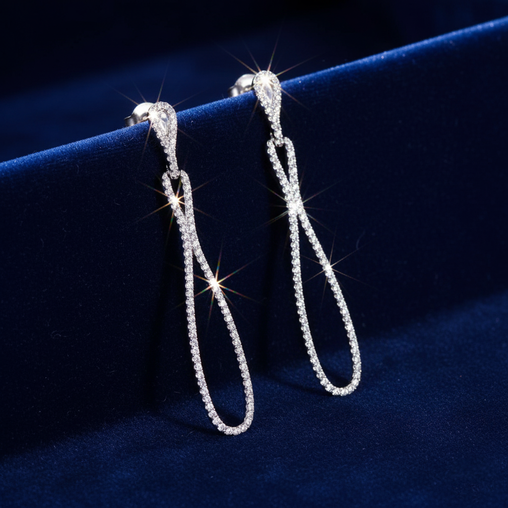 LUMINA CASCADE PAVÉ CUBIC ZIRCONIA STERLING DANGLE EARRINGS 2 LUMINA CASCADE PAVÉ CUBIC ZIRCONIA STERLING DANGLE EARRINGS - Image 2