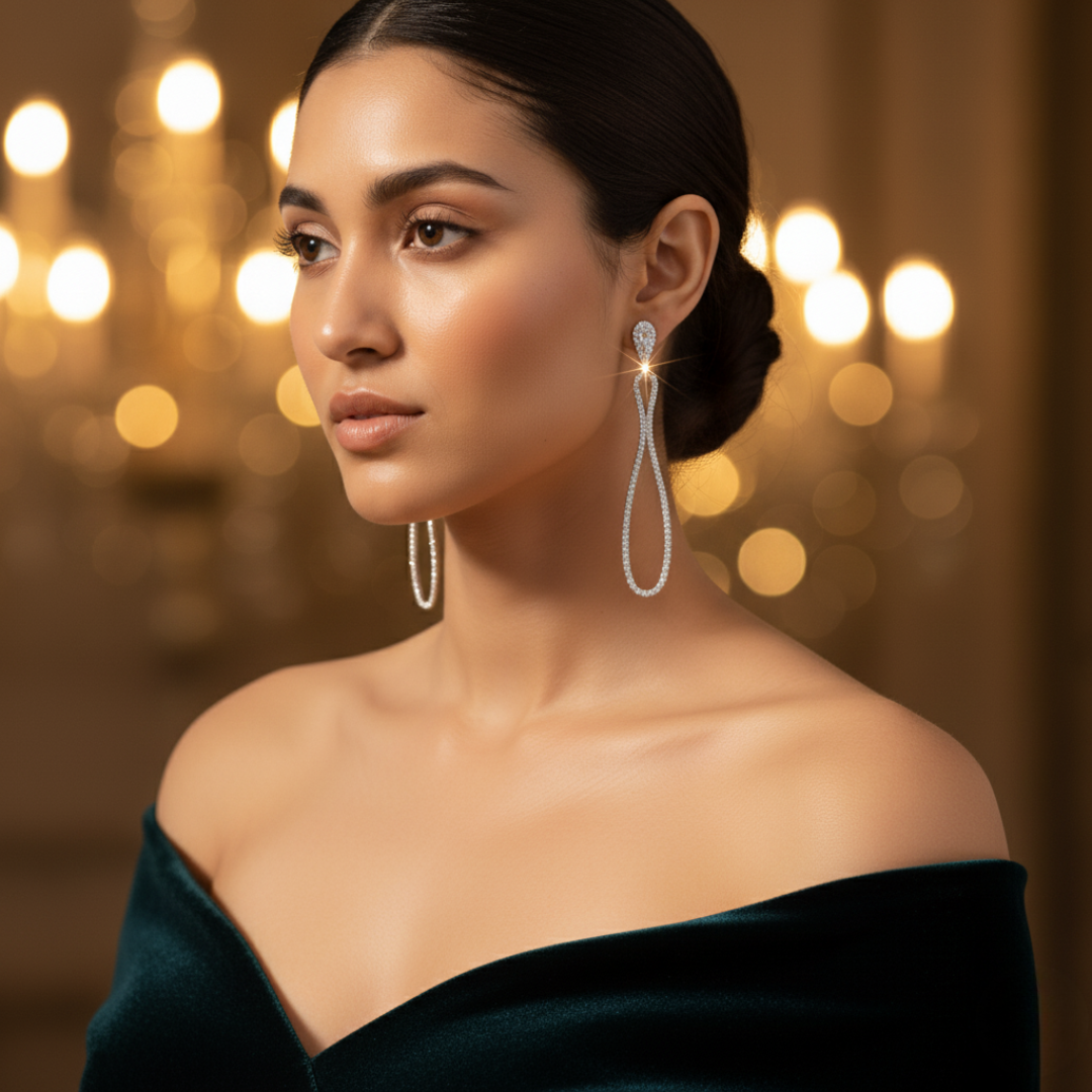 LUMINA CASCADE PAVÉ CUBIC ZIRCONIA STERLING DANGLE EARRINGS 3 LUMINA CASCADE PAVÉ CUBIC ZIRCONIA STERLING DANGLE EARRINGS - Image 3