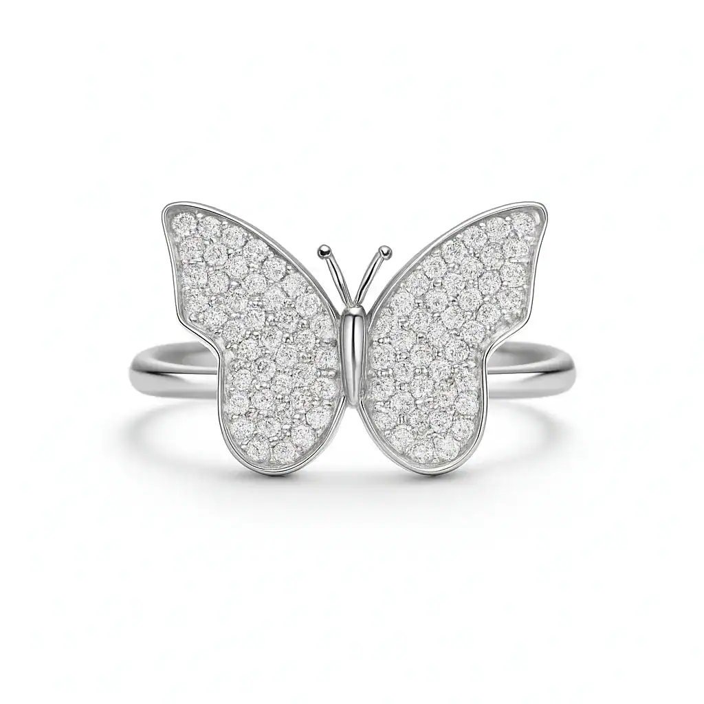 Pave Butterfly Sterling Ring 1 Pave Butterfly Sterling Ring