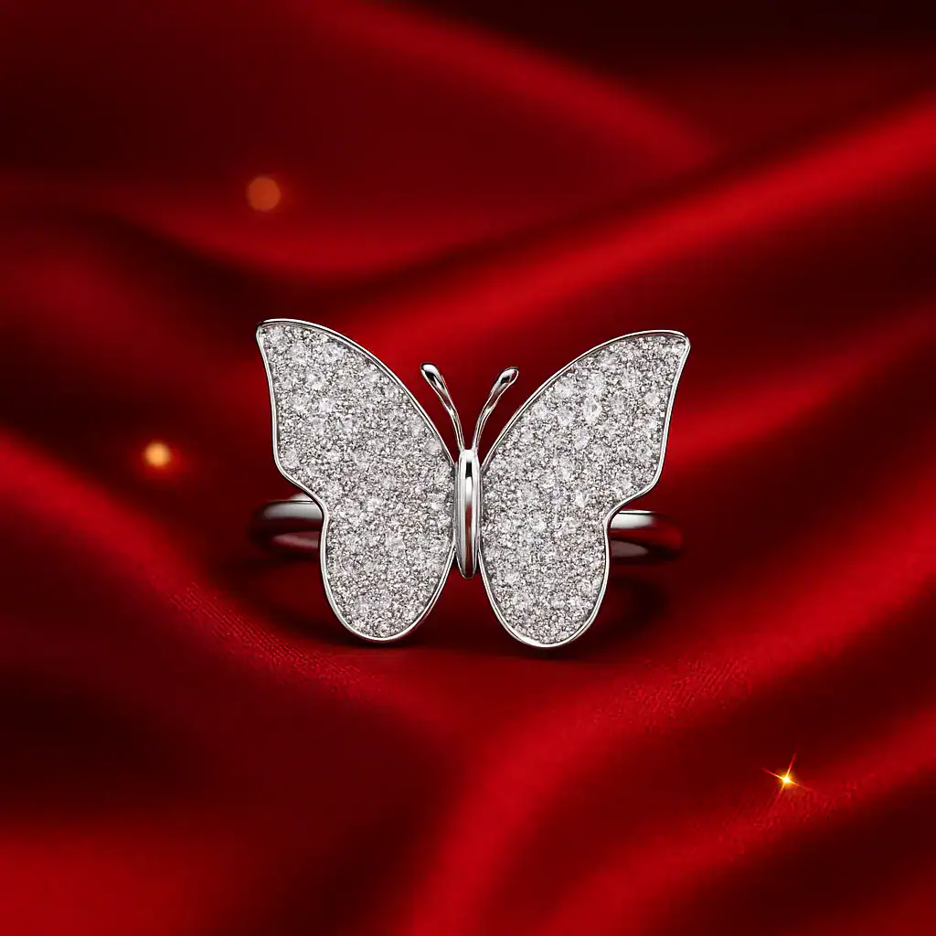 Pave Butterfly Sterling Ring 2 Pave Butterfly Sterling Ring - Image 2