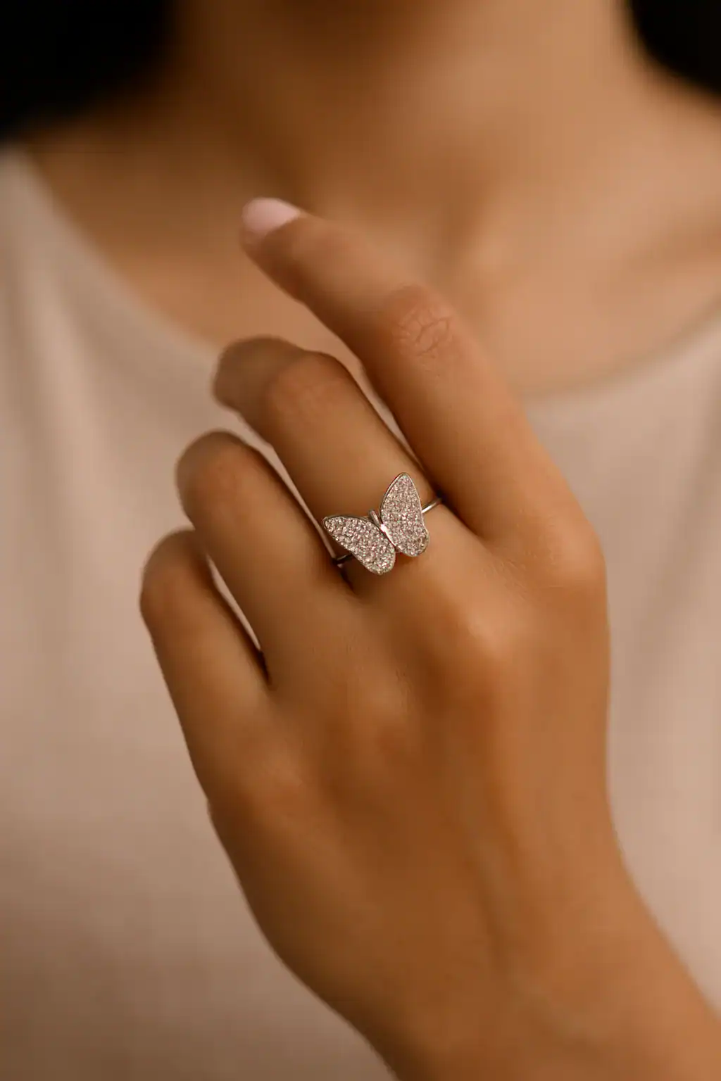 Pave Butterfly Sterling Ring 3 Pave Butterfly Sterling Ring - Image 3