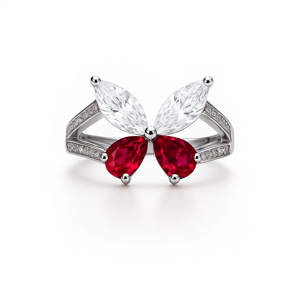 Ruby Flutter Sterling Ring